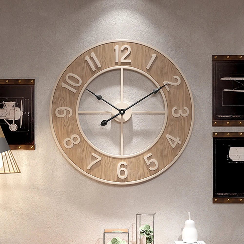 horloge murale silencieuse en grain de bois pour décoration intérieure - vue 3 sur 7