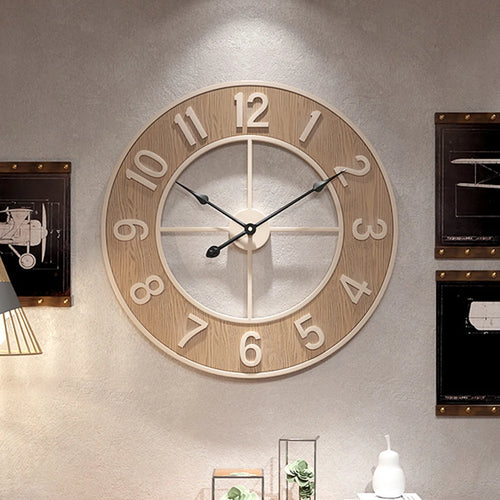 horloge murale silencieuse en grain de bois pour décoration intérieure - vue 3 sur 7