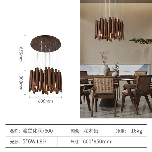 Lustre de Restaurant chinois en bois massif - vue 16 sur 16