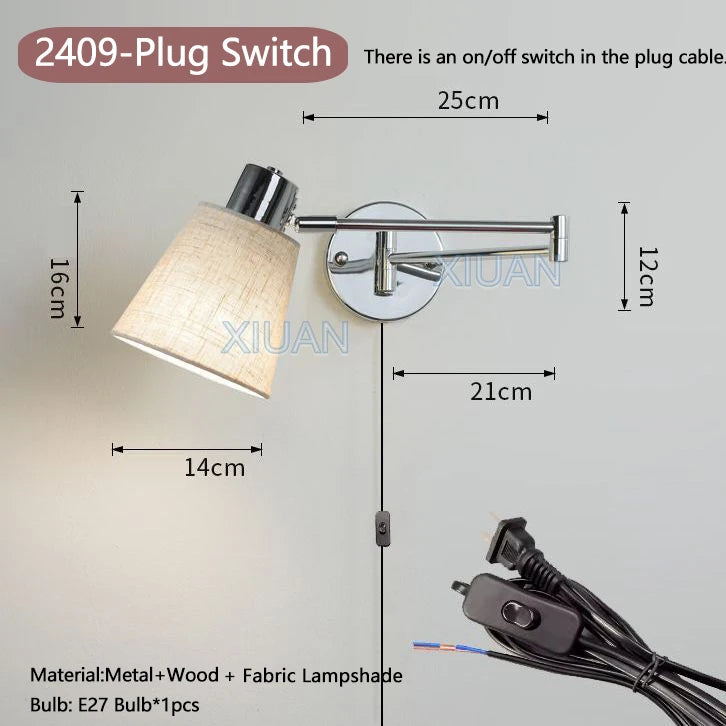 applique murale moderne bras pivotant led en tissu plissé métal - vue 17 sur 23
