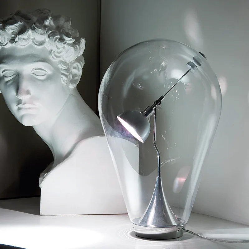 lampe de bureau magnétique moderne en verre transparent réglable - vue 5 sur 8
