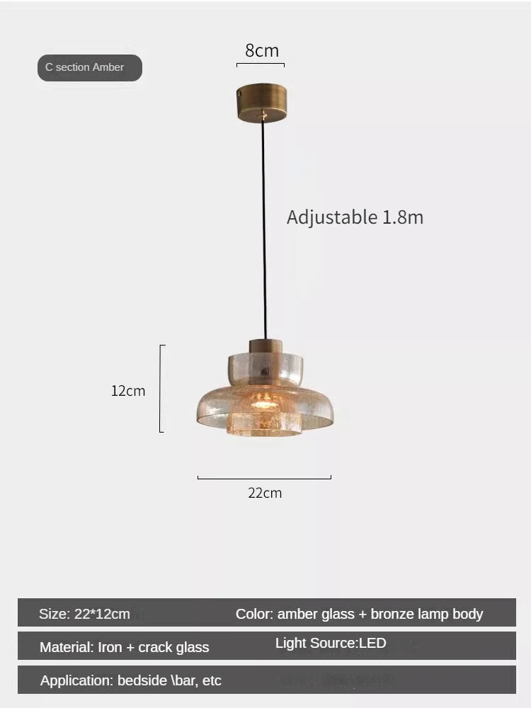 suspension rétro en verre craquelé style américain pour bar et café - vue 11 sur 12
