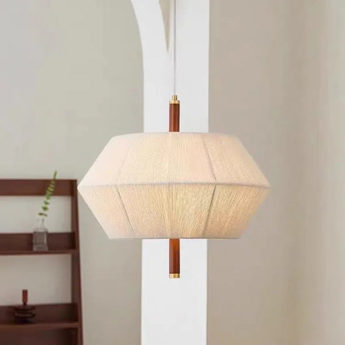 suspension en corde de chanvre et bois massif design wabi-sabi - vue 2 sur 9