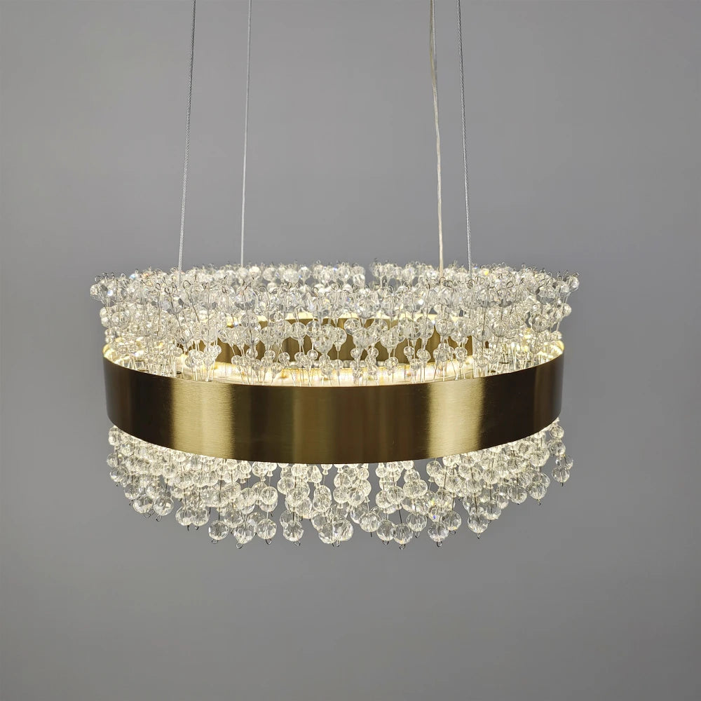 lustre moderne en cristal avec métal doré réglable - vue 1 sur 12