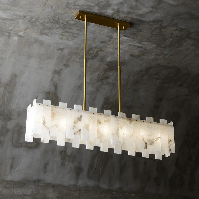 lustre suspension élégant en marbre naturel led postmoderne pour villa - vue 3 sur 14