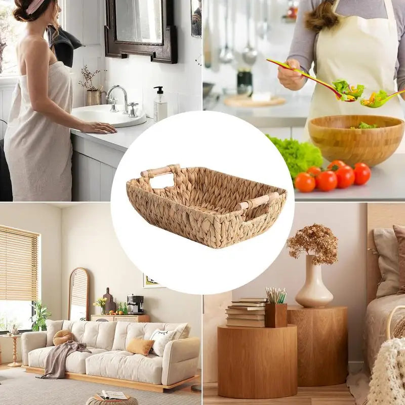 panier en jacinthe d'eau pour rangement aliments et collations - vue 4 sur 7