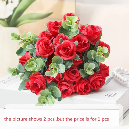 bouquet de roses artificielles eucalyptus décorations florales polyvalentes - vue 11 sur 12