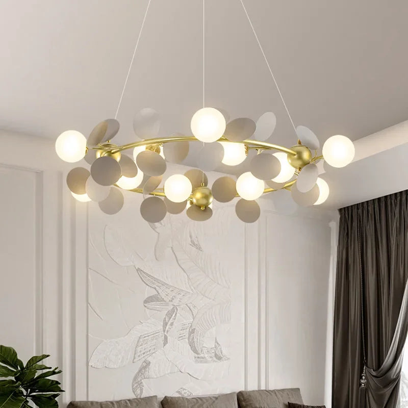 2024Modern Colored Leaf Chandelier LED for Kid’s Bedroom Living Room Diningroom Master Bedroom Bar Hanging Lamp - vue 3 sur 10