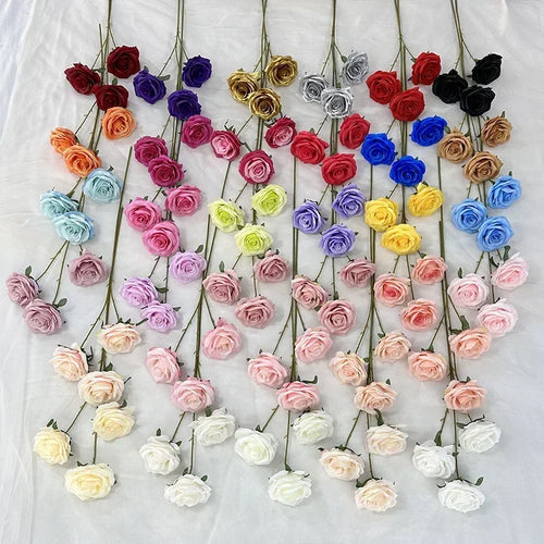 branches de roses artificielles en soie pour décoration élégante - vue 2 sur 40