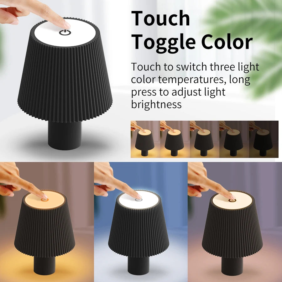 lampe de table led rechargeable rayée bouteille de vin interrupteur tactile décoratif - vue 8 sur 8