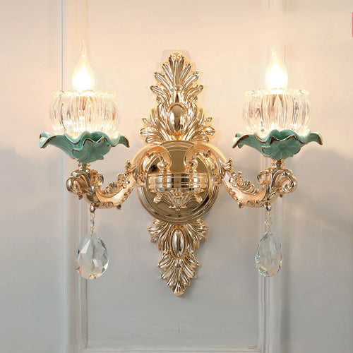 lustre de luxe moderne style européen rétro en cristal et céramique - vue 6 sur 13