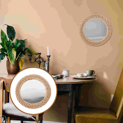 miroir en rotin tissé pour une décoration rustique élégante - vue 6 sur 7