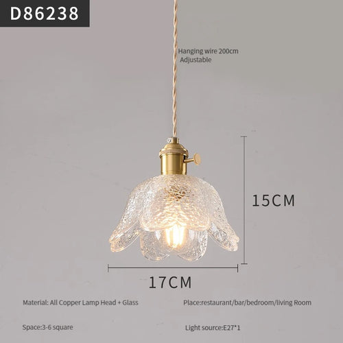 suspension moderne en laiton avec abat-jour rustique en verre de noyer - vue 30 sur 30