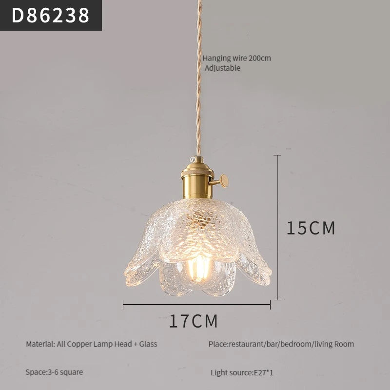 suspension moderne en laiton avec abat-jour rustique en verre de noyer - vue 30 sur 30