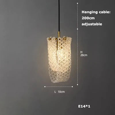 suspension en verre cristal art déco avec éclairage led - vue 12 sur 25
