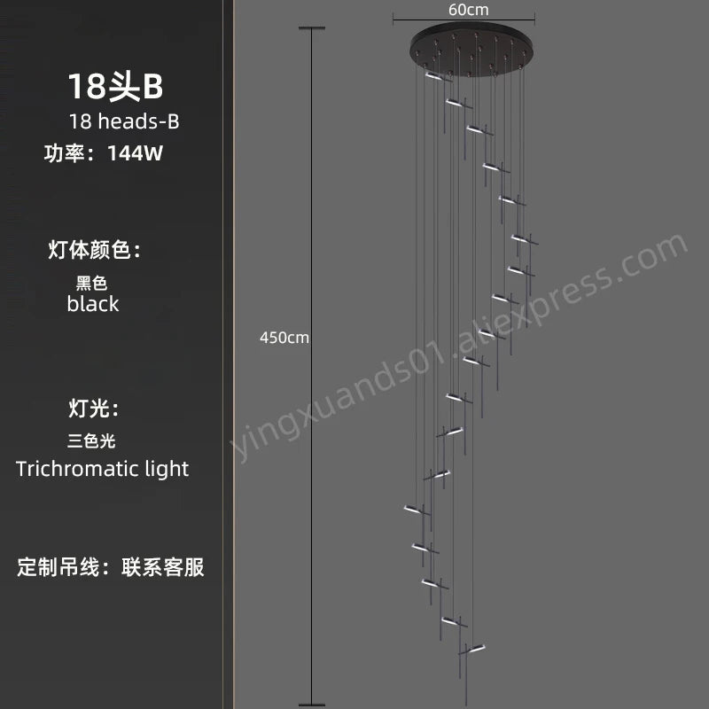 lustre moderne suspendu en acrylique design créatif 2023 à LED - vue 12 sur 17