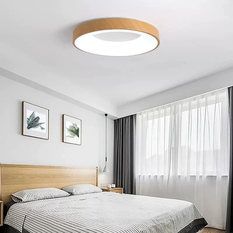 plafonnier chinois Ultra-mince rond en Grain de bois - vue 3 sur 16
