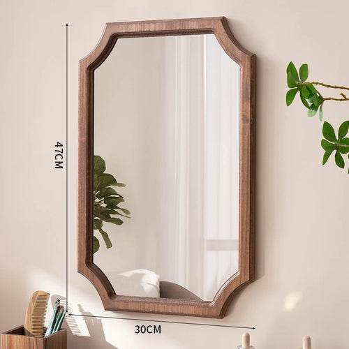 miroir vintage en bois massif miroir maquillage étanche mural antirouille - vue 13 sur 15