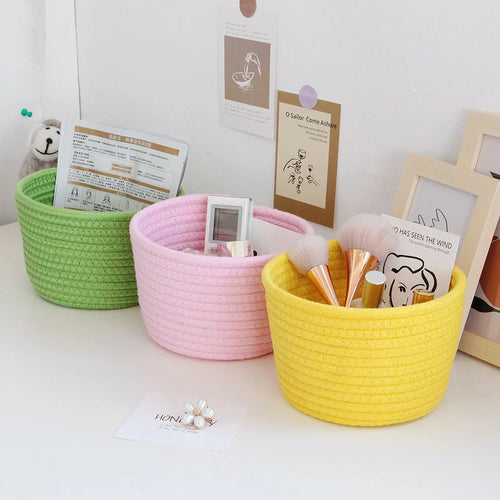 paniers de rangement en corde de coton pour jouets et objets divers - vue 4 sur 12