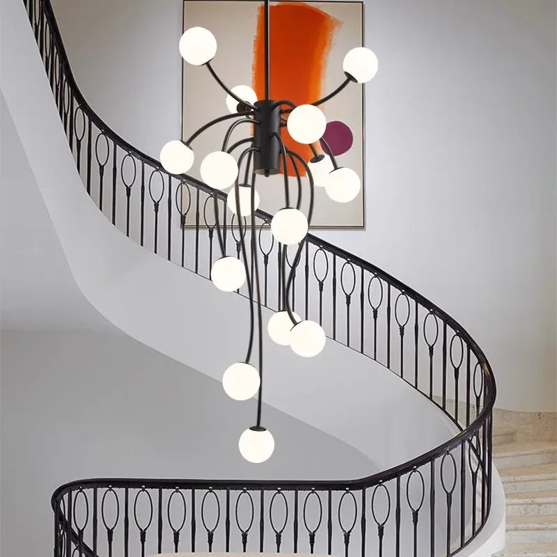 Nordic home decoration, stair chandelier, living room and dining room Pendant lights, ceiling light, indoor lighting - vue 5 sur 8