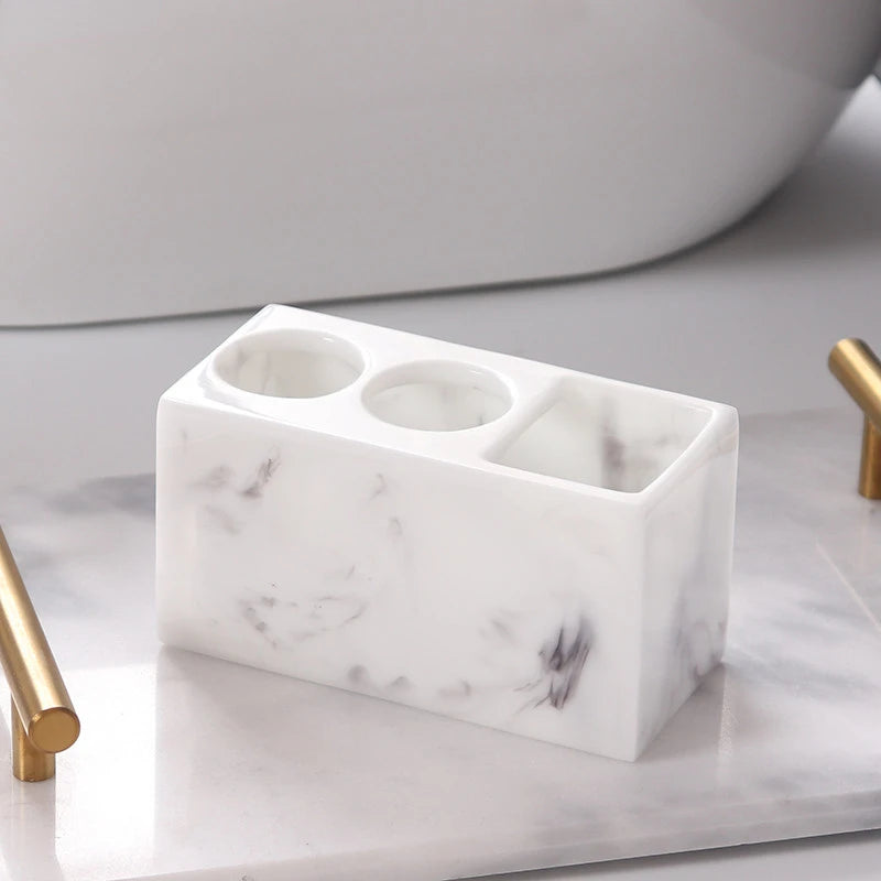 support brosse à dents créatif en résine marbrée multifonction - vue 4 sur 7