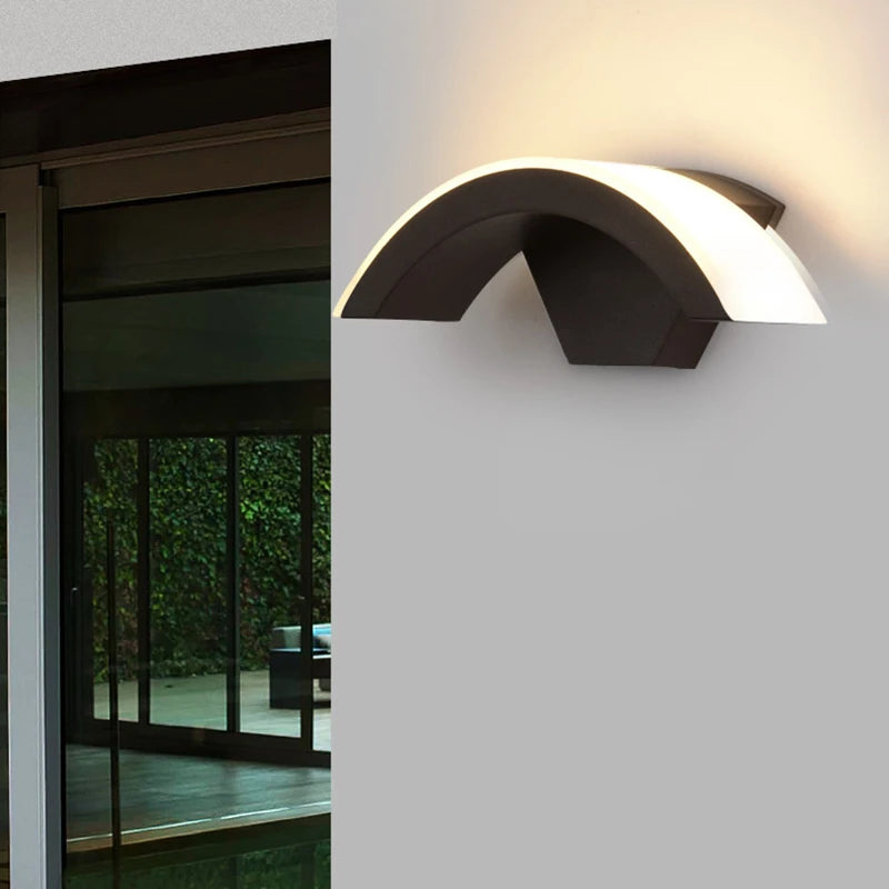 12W/18W Outdoor Garden LED Wall Lamp Balcony Aisle Engineering Villa Wall Light Porch Corridor Waterproof Arc Style Sconce Light - vue 6 sur 8