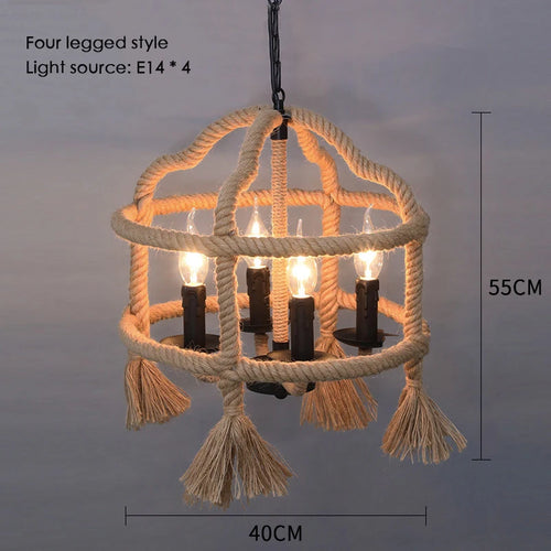 Sisal chanvre corde suspension plafonnier Lustre suspendu Lustre fer main tressage rustique rétro pour salle à manger décor - vue 28 sur 28