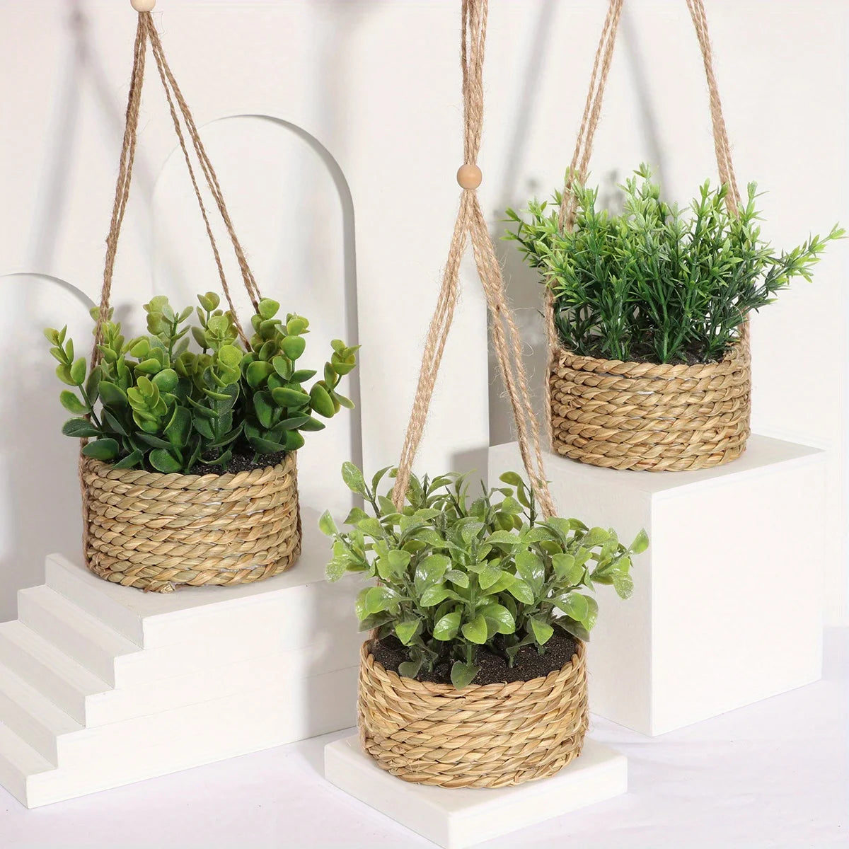 plantes artificielles eucalyptus romarin décoration verte en pot - vue 5 sur 9