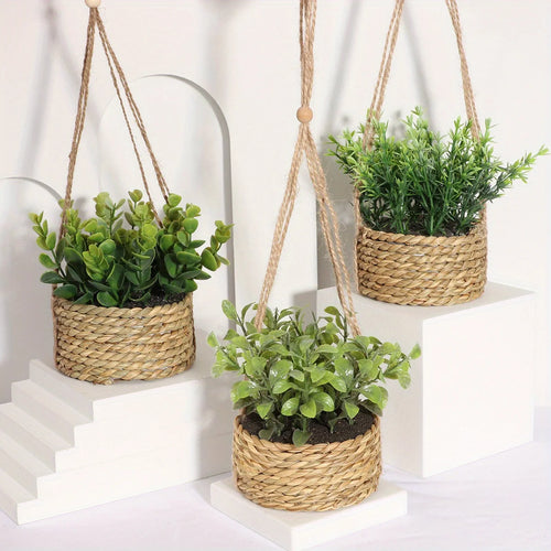 plantes artificielles eucalyptus romarin décoration verte en pot - vue 6 sur 9
