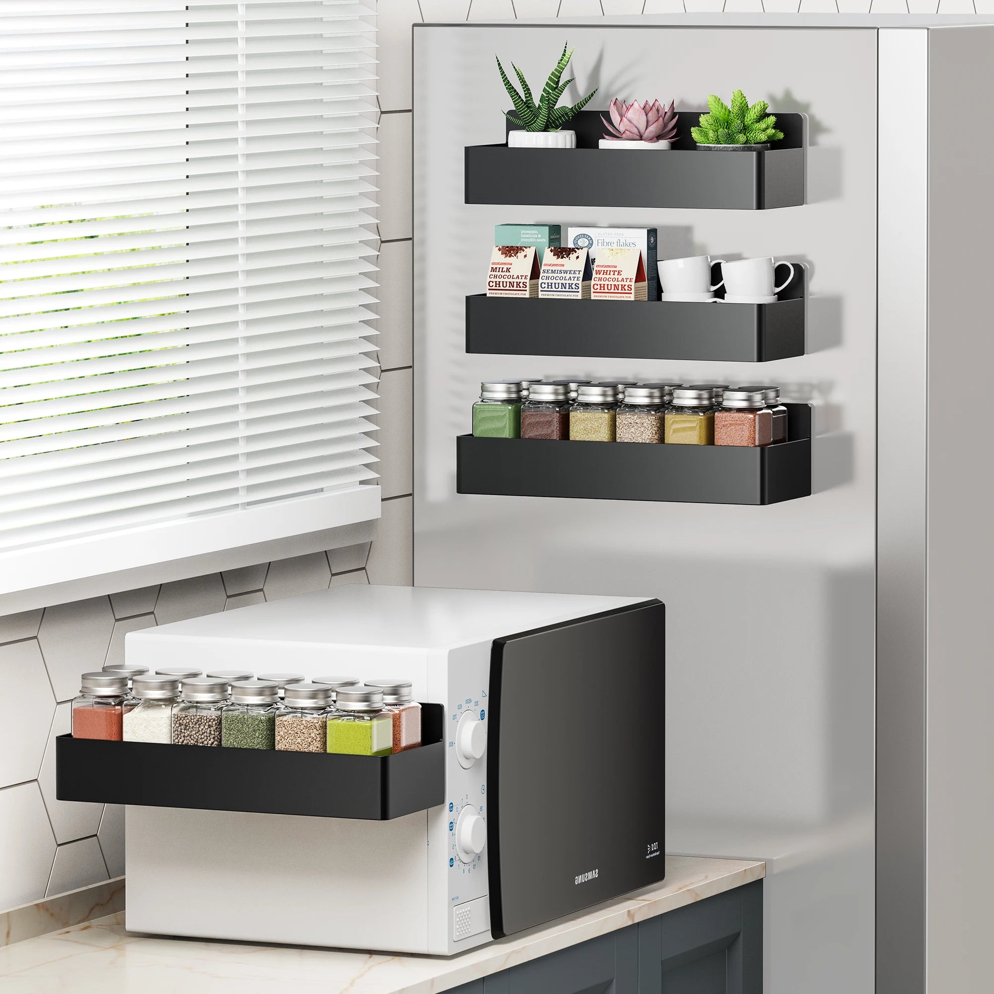 lot de 4 étagères magnétiques pour rangement d'épices - vue 2 sur 7