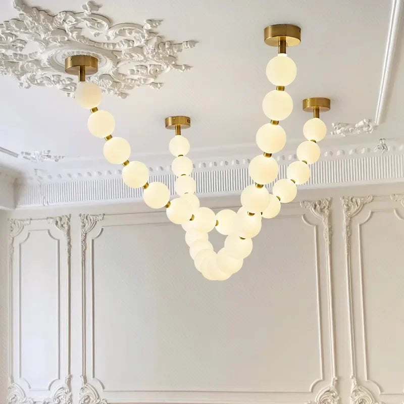 lustre design perles nordiques led pour décoration maison - vue 3 sur 9