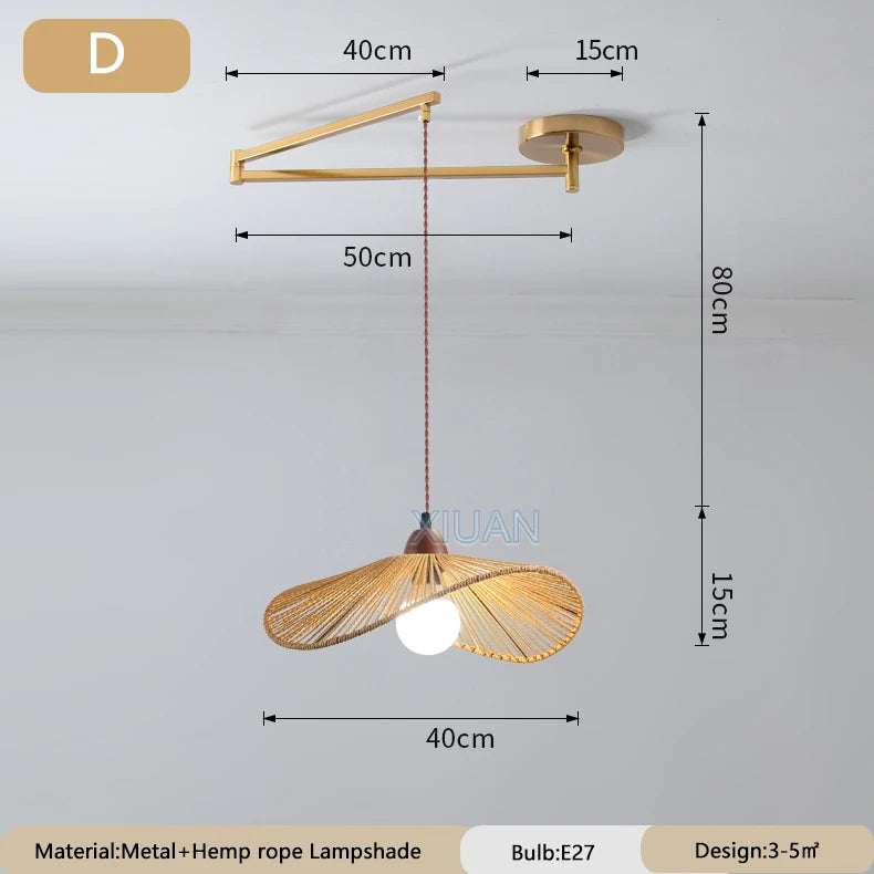 lustre wabi-sabi vintage avec tissu appliqué pliant - vue 11 sur 11