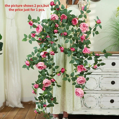 fleurs artificielles en soie roses vignes décoration florale élégante - vue 12 sur 11