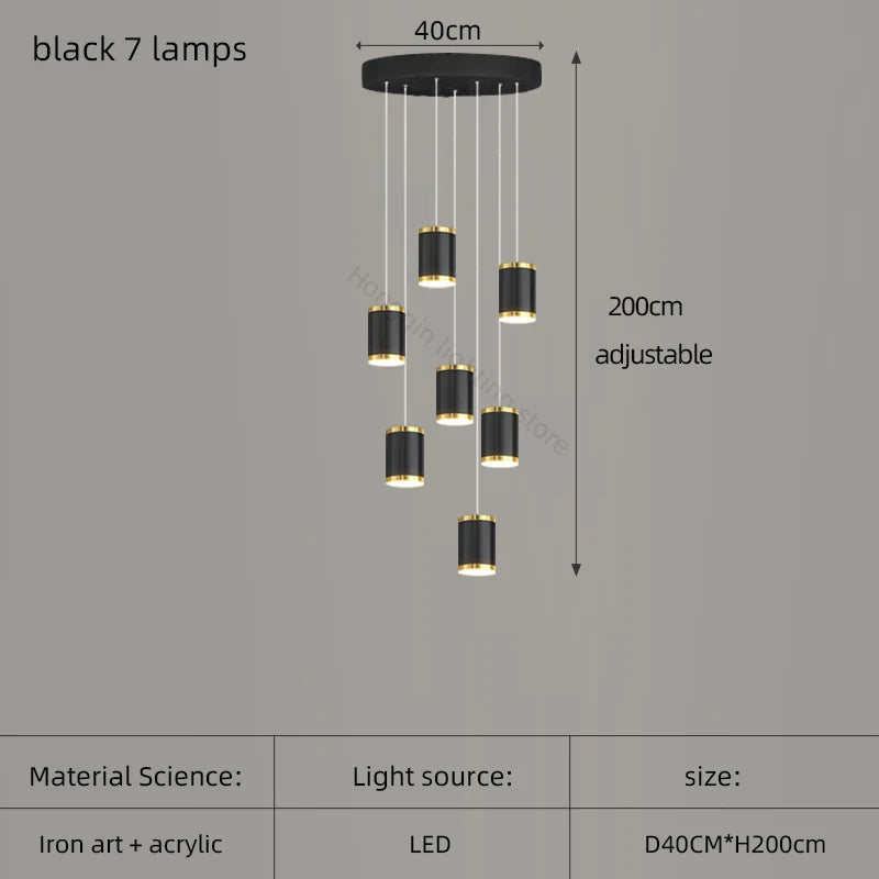 lustre moderne led pour escalier et intérieur contemporain