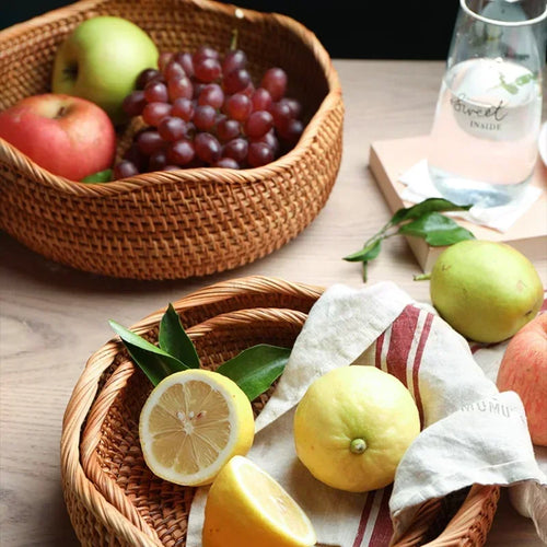 panier de rangement tissé à la main en rotin pour cuisine et pique-nique - vue 5 sur 22