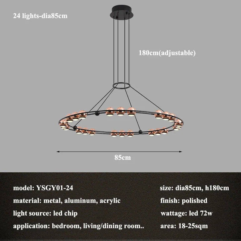 lustre LED circulaire moderne design nordique pour intérieur élégant - vue 12 sur 15