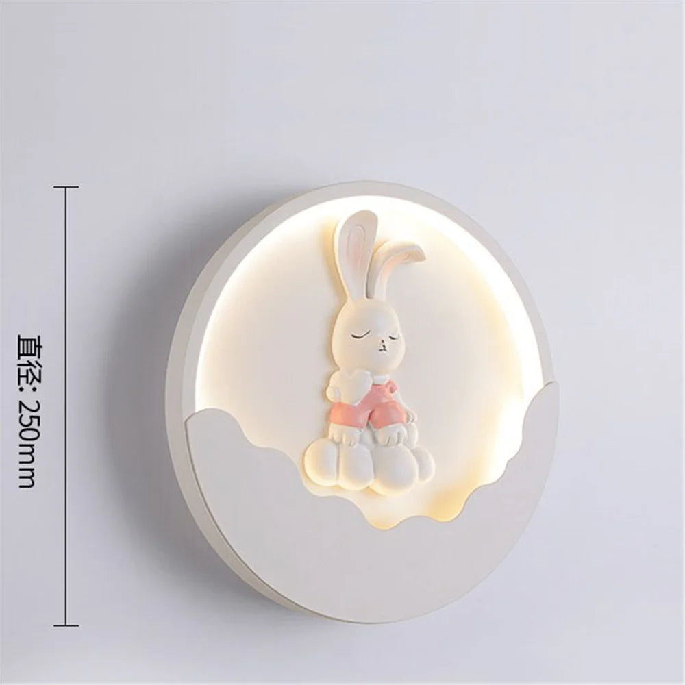 applique murale ronde led ours et lapin pour enfants - vue 7 sur 10