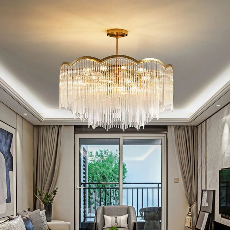 lustre cristal luxueux led intérieur maison - vue 4 sur 13
