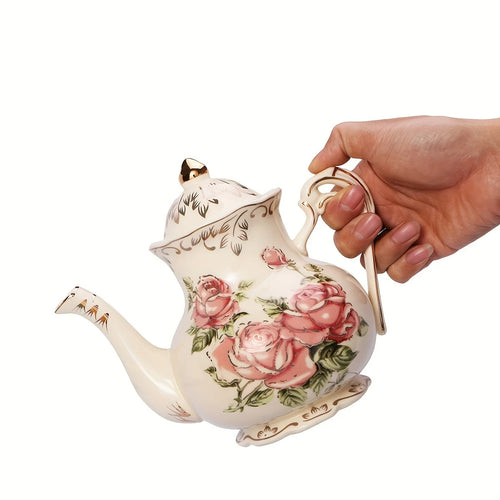 theiere ceramique avec soucoupe style elegant tea time - vue 7 sur 6