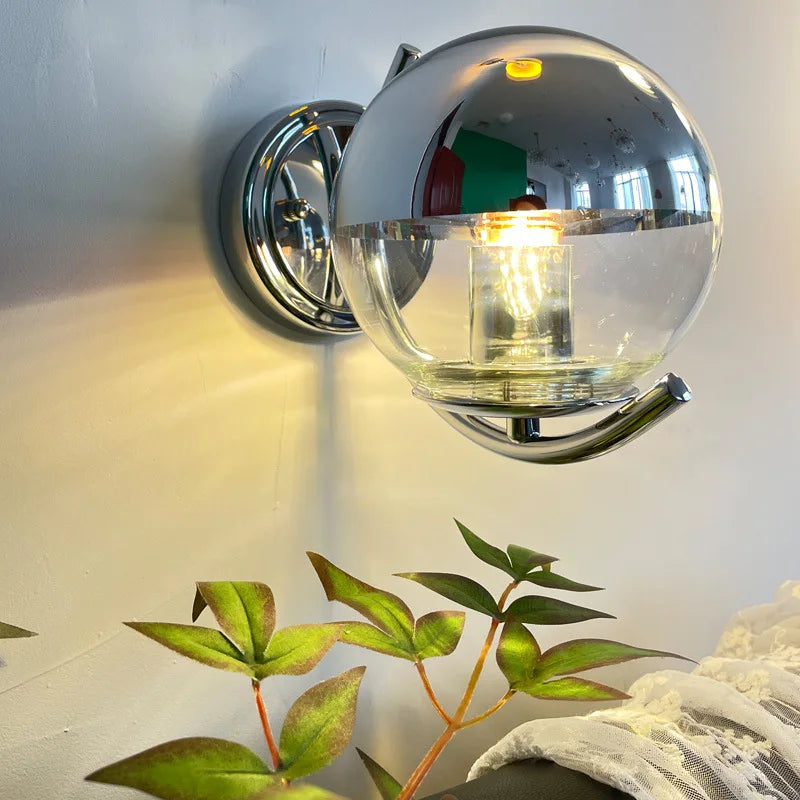 applique murale moderne minimaliste en argent à bulles en verre - vue 3 sur 7
