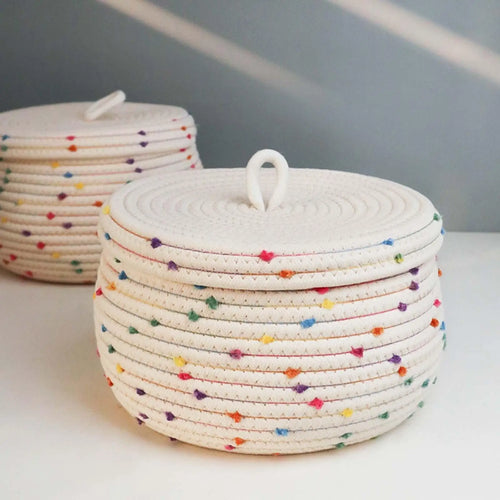panier en coton tissé à la main pour rangement décoratif - vue 2 sur 15