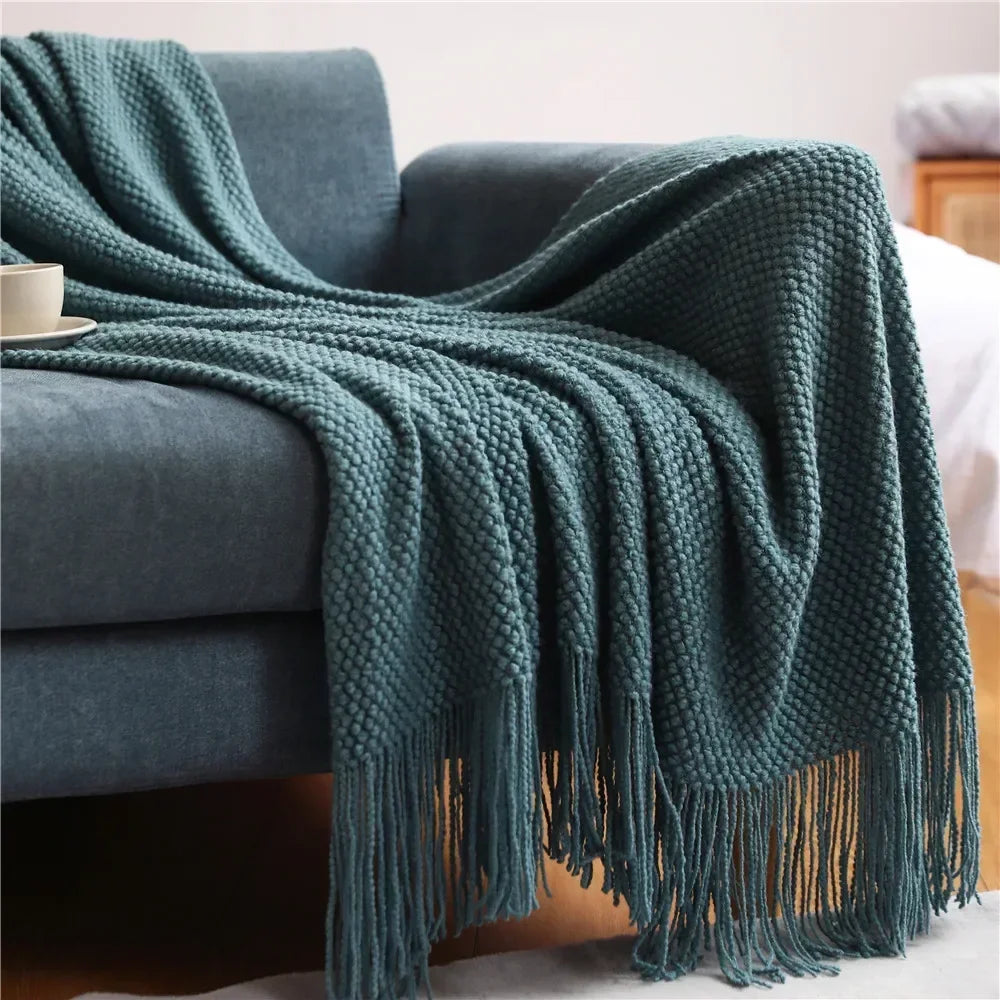 plaid tricot moderne doux pour canapé et lit