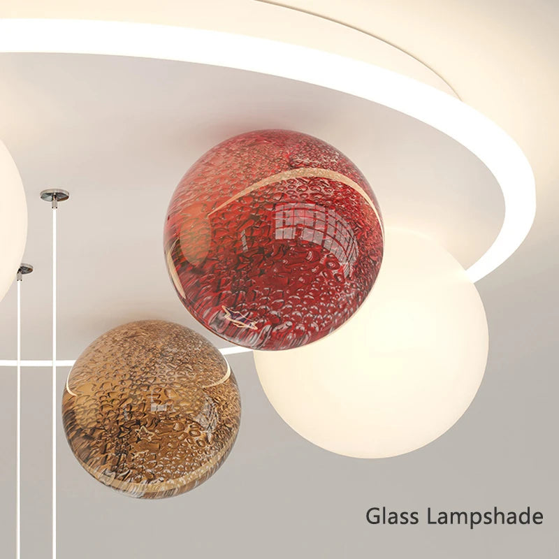 lustre en verre avec boule à bulles en forme d'étoile - vue 5 sur 7