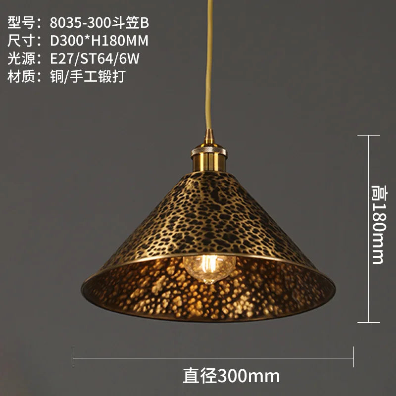 lustre décoratif chinois en cuivre pour ambiance zen - vue 11 sur 14