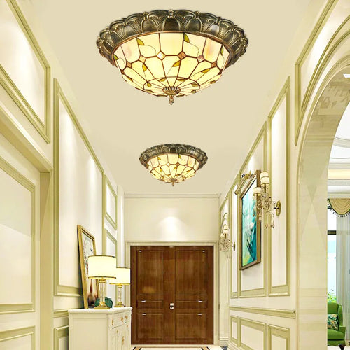 plafonnier led vitrail classique pour éclairage intérieur décoratif - vue 4 sur 13