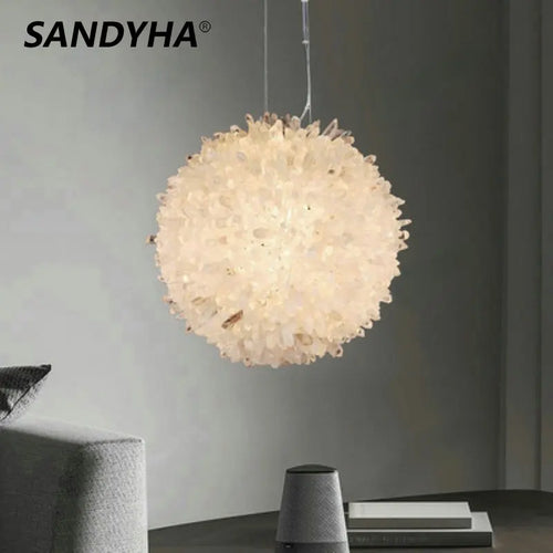 lustre moderne en cristal naturel pour décoration intérieure élégante - vue 2 sur 10