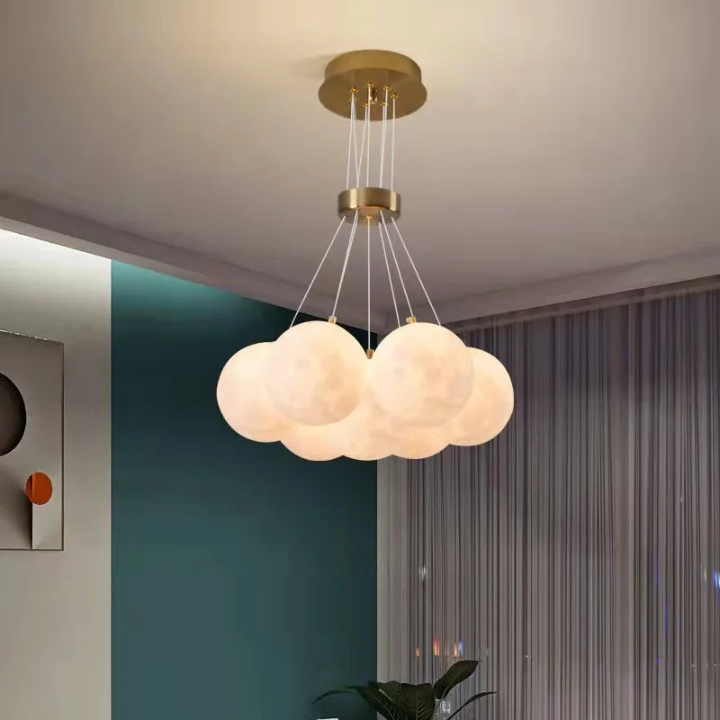lustre nordique planète lune design bulle led décoration maison - vue 3 sur 18