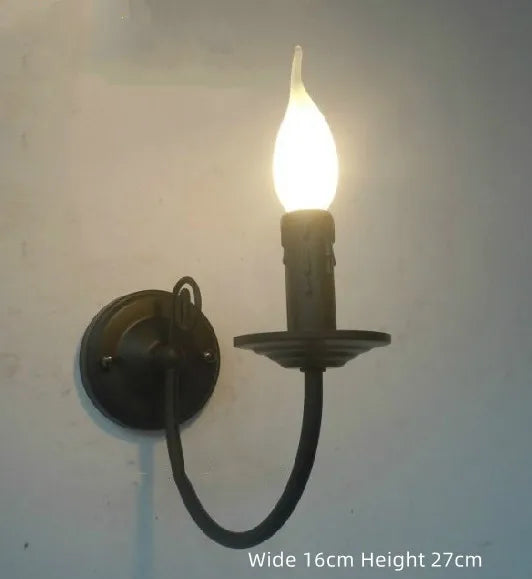 lustre vintage en fer forgé avec bougie et métal noir - vue 10 sur 10