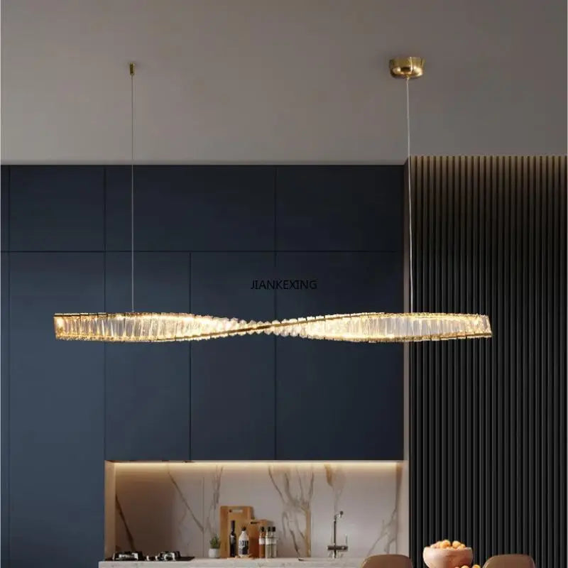 Creative and Personalized Long Crystal Light,Walkway Bedroom TV Background Wall Lamp Luxury  Simple LED Suspension Lamps - vue 5 sur 12