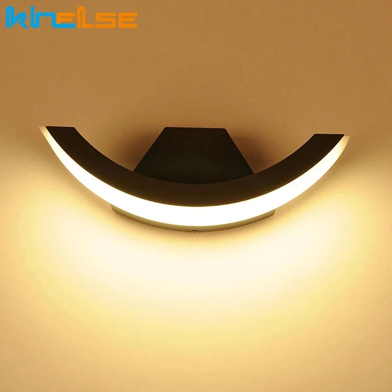 12W/18W Outdoor Garden LED Wall Lamp Balcony Aisle Engineering Villa Wall Light Porch Corridor Waterproof Arc Style Sconce Light - vue 3 sur 8